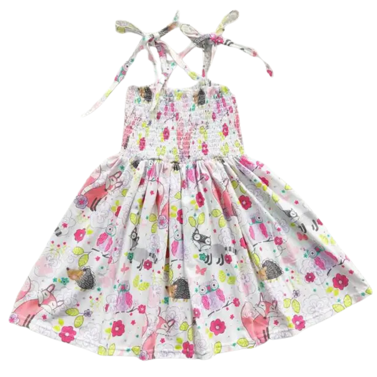 Summer Whimsical Dress Smocked Woodland Animals - Kids