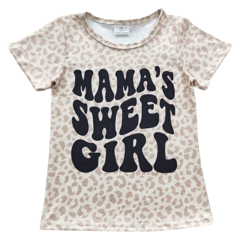 Girls Summer Shirt - Mama's Sweet Girl Western Leopard Print
