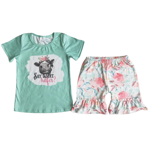 Say What Heifer? Southwest Summer Shorts Outfit - Kids