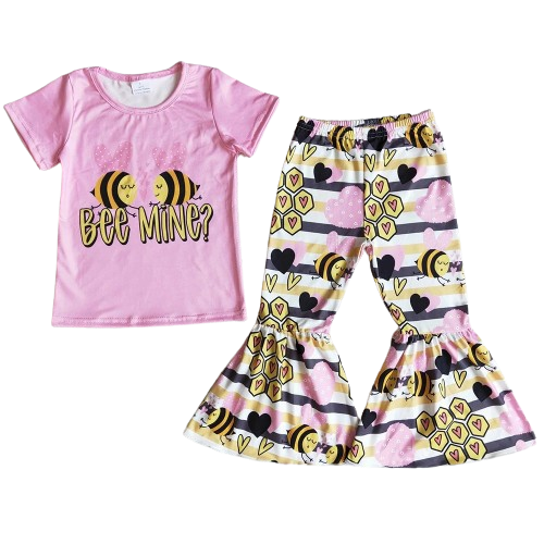 Bee Mine Hearts - Western Bell Bottom Outfit Kids Clothing