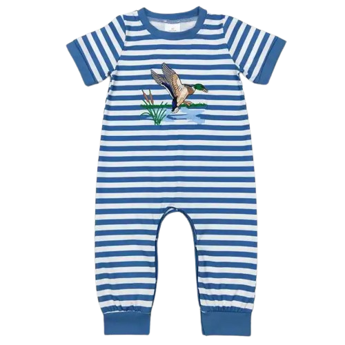 Summer Western Baby Romper Peaceful Ducks Striped Romper - Baby Clothes