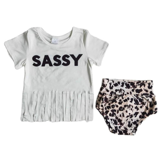 Summer  Sassy Cow Print Outfit Outfit Southwest Baby Bummies - Kids Clothes