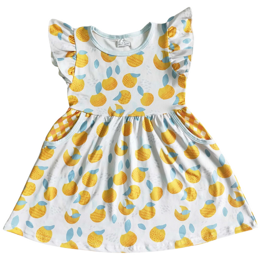 Summer Whimsical Dress Flutter Sleeve Orange - Kids Clothing