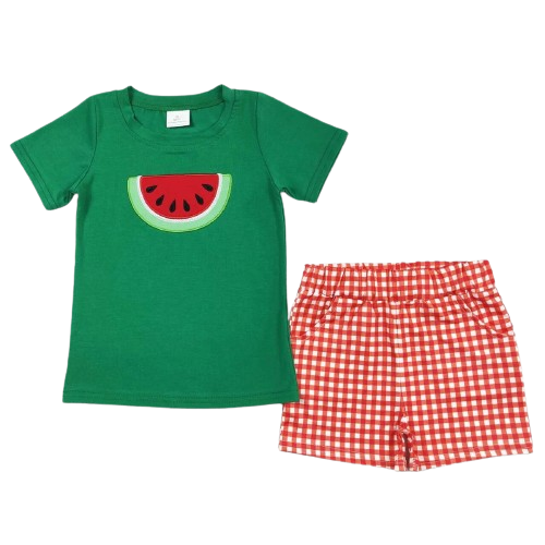 Watermelon Unisex Set Outfit 4th of July Short Sleeve Shirt and Shorts - Kids Clothing