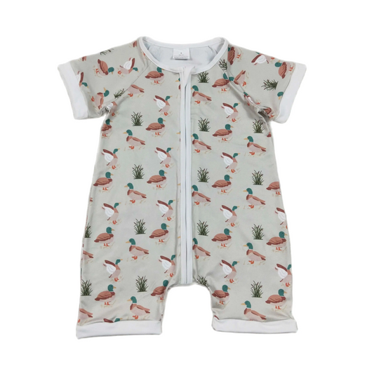 Summer Western Peaceful Ducks Zip-Up Romper - Baby Clothes