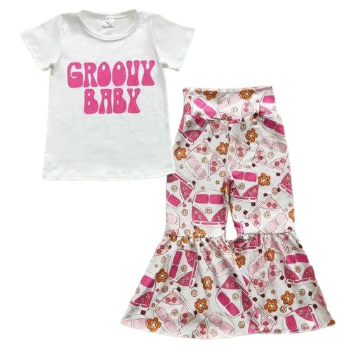 Groovy Baby Floral - Western Bell Bottom Outfit Kids Girls
