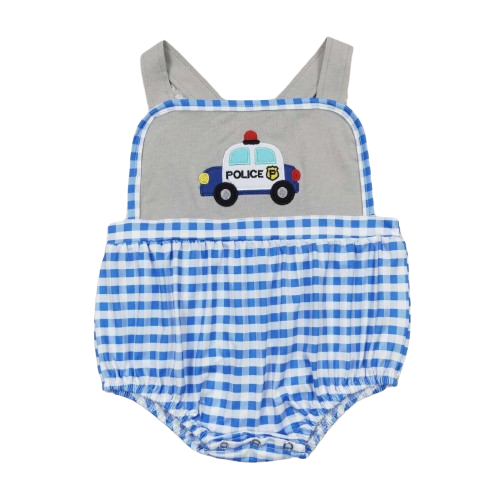 Colorful Baby Romper Police Plaid Bubble - Baby Clothes