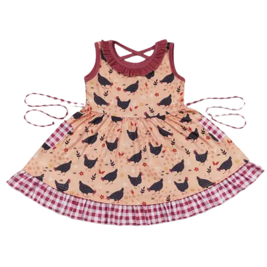 Southwest Dress Chicken Criss-Cross Plaid - Kids Clothing