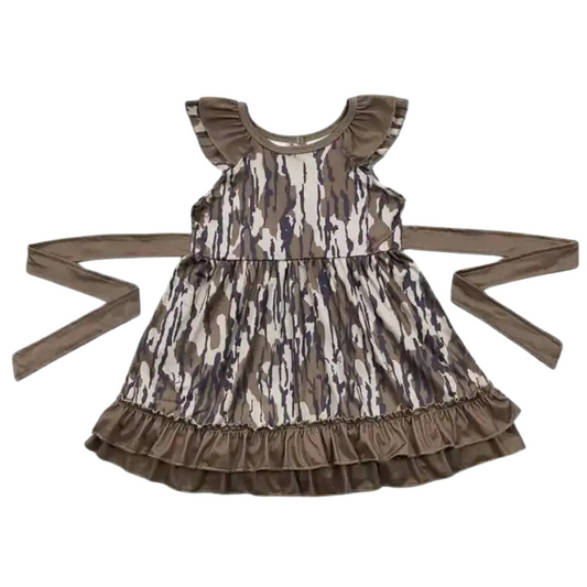 CAMO SIBLING Sleeveless Ruffle Girls Sundress