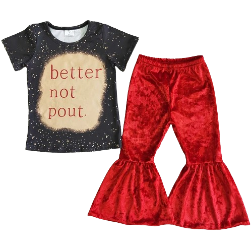 Better Not Pout Xmas - Western Bell Bottom Outfit Kids Clothing