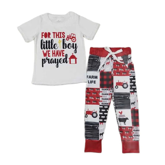 Summer We Have Prayed Farm Outfit Western Short Sleeve Shirt and Pants - Kids Clothes