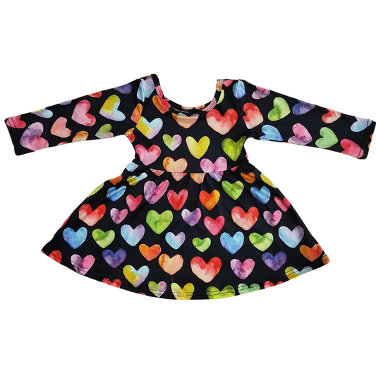 Summer  Whimsical Dress Watercolor Hearts - Kids Clothing