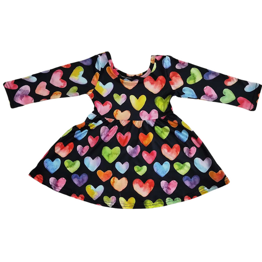Whimsical Dress Watercolor Hearts - Kids Clothing