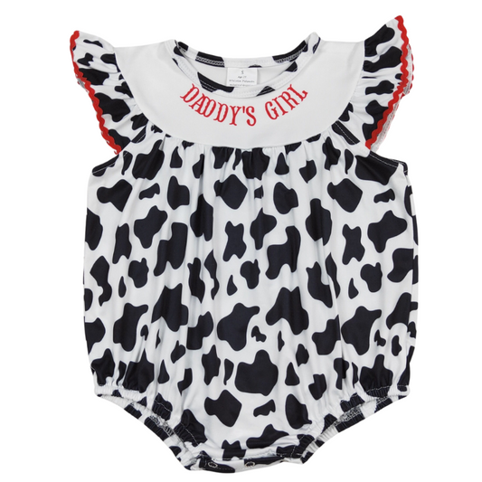 Summer Southwest Baby Romper Daddy's Girl Cow Print Bubble