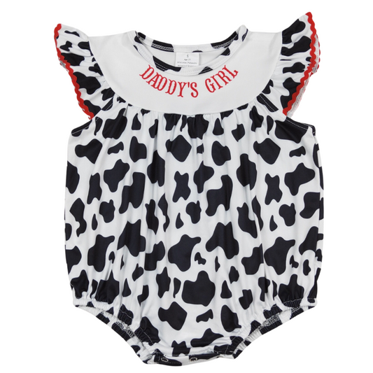 Southwest Baby Romper Daddy's Girl Cow Print Bubble