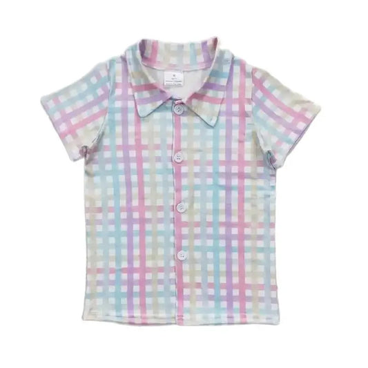 Boys Pastel Gingham Colorful Shirt - Kids Clothes