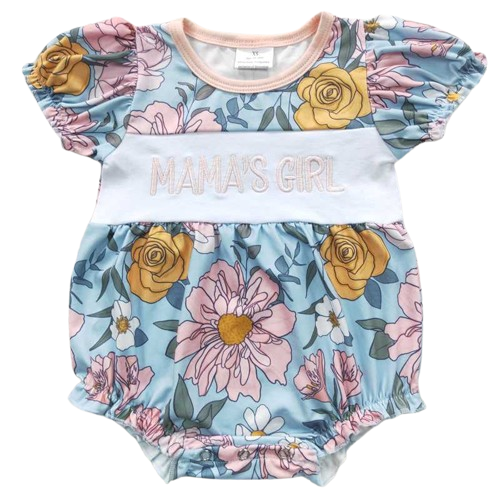 MAMA'S GIRL FLORAL Short Sleeve Girls Romper