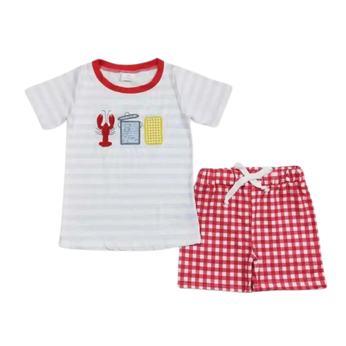 Crawfish Picnic (Boys) Colorful Summer Shorts Outfit - Kids