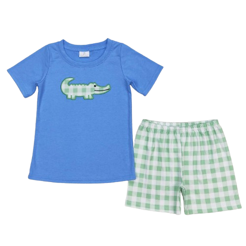Gator Plaid Coastal Resort Summer Shorts Set - Kids Clothes