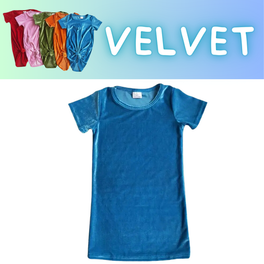 Colorful Dress Blue Velvet - Kids Clothing