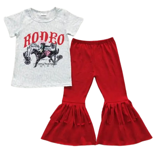 Summer Rodeo Horse Outfit Western Short Sleeve Shirt and Pants - Kids Clothes
