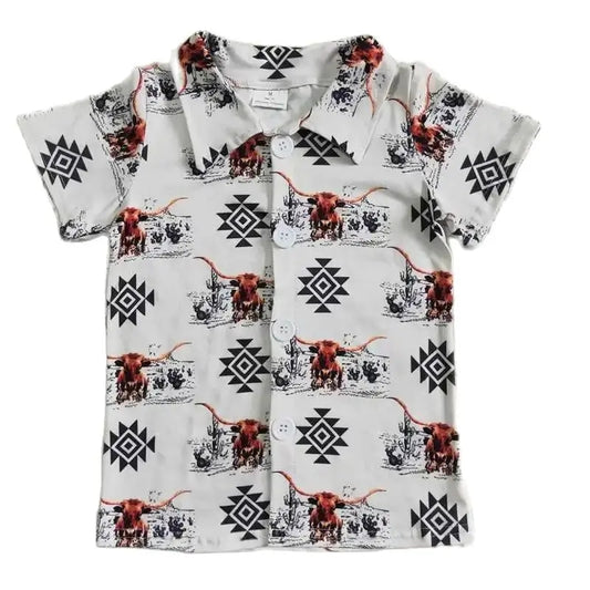 Boys Aztec Geo Steer Western Shirt - Kids Clothes
