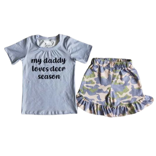 Daddy Deer Season - Summer Shorts Outfit Kids Clothing Girls