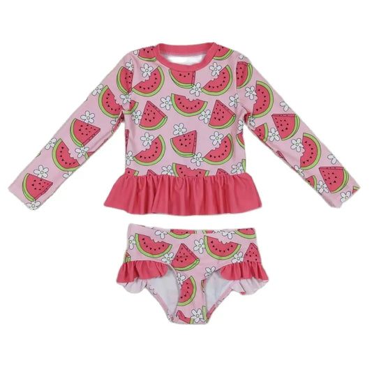 Girls Ruffled Watermelon Whimsical Bathing Suit Kids Clothes