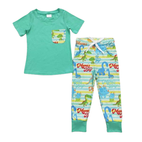 Mama's Boy Dinosaur Loungewear Outfit Summer Kids Clothes