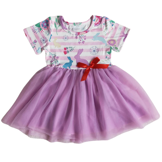 Summer  Whimsical Dress Purple Bunny Tutu - Kids Clothing