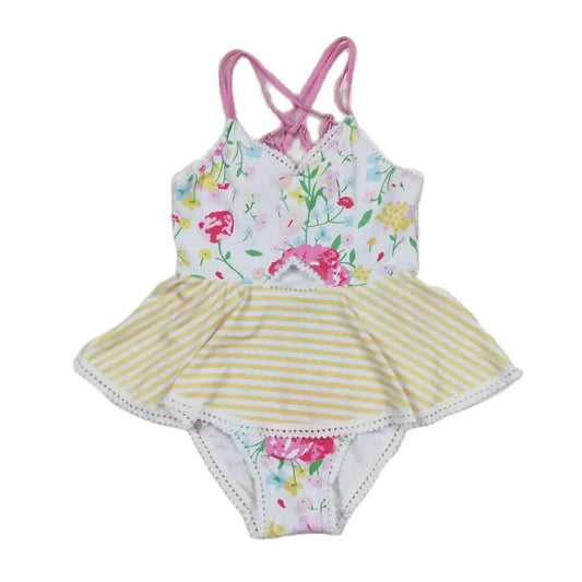 Summer  Deluxe Skirted One-Piece Outfit Floral Bathing Suit - Kids Clothes