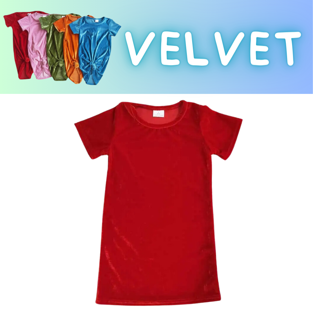 Colorful Dress Red Velvet - Kids Clothing