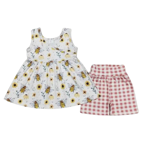 Floral Plaid Floral Summer Shorts Outfit - Kids Clothing
