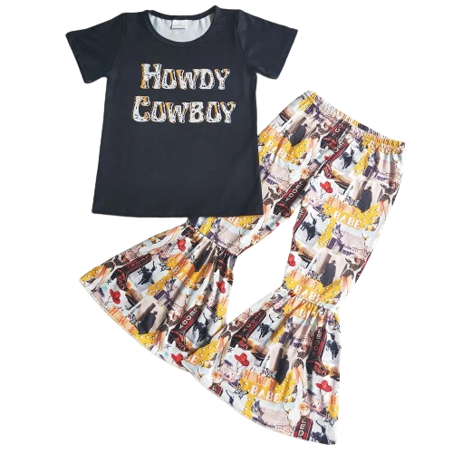 "Howdy Cowboy" Outfit Southwest Short Sleeve Shirt and Pants - Kids Clothing