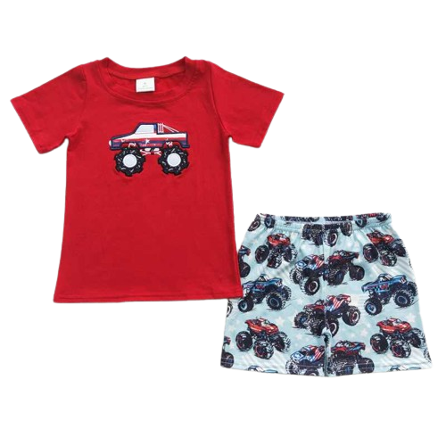 Monster Truck Loungewear 4th of July Summer Shorts Outfit