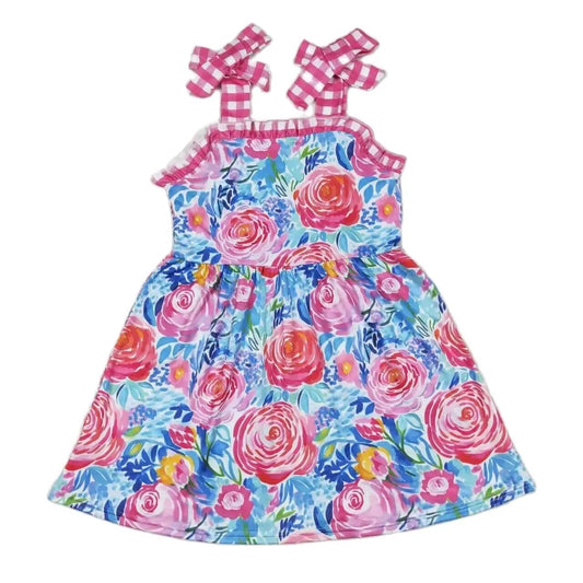 Summer  Floral Dress Spaghetti Straps Watercolor - Kids Clothes