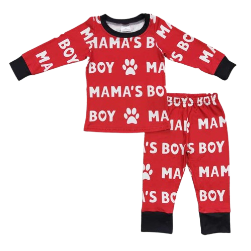 Boys Long Sleeve Loungewear Outfit - Mama's Boy Paw Print