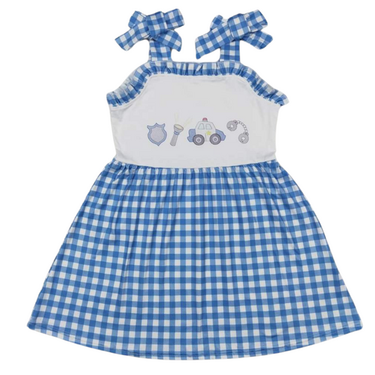 Summer  Whimsical Dress Police Cutie Plaid - Kids Clothing