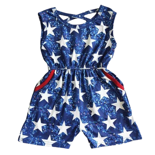 Girls Flag 4th of July Jumpsuit - Kids Clothes