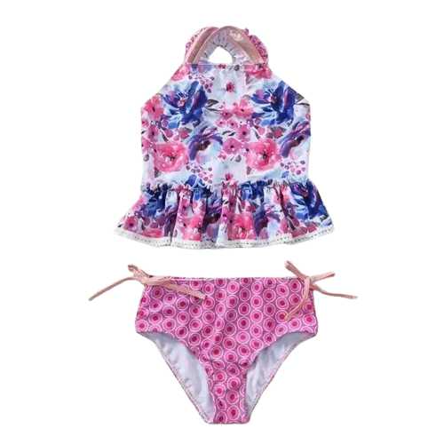 Floral Tie ACcent Floral Bathing Suit - Kids Clothes