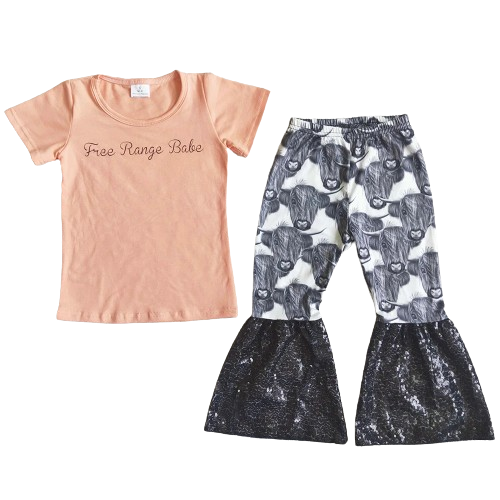 Summer Fishing Love -Western Bell Bottoms Outfit Kids Summer