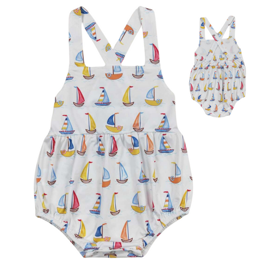 Summer  Colorful Baby Romper Sweet Sailboats Bubble - Kids Clothes