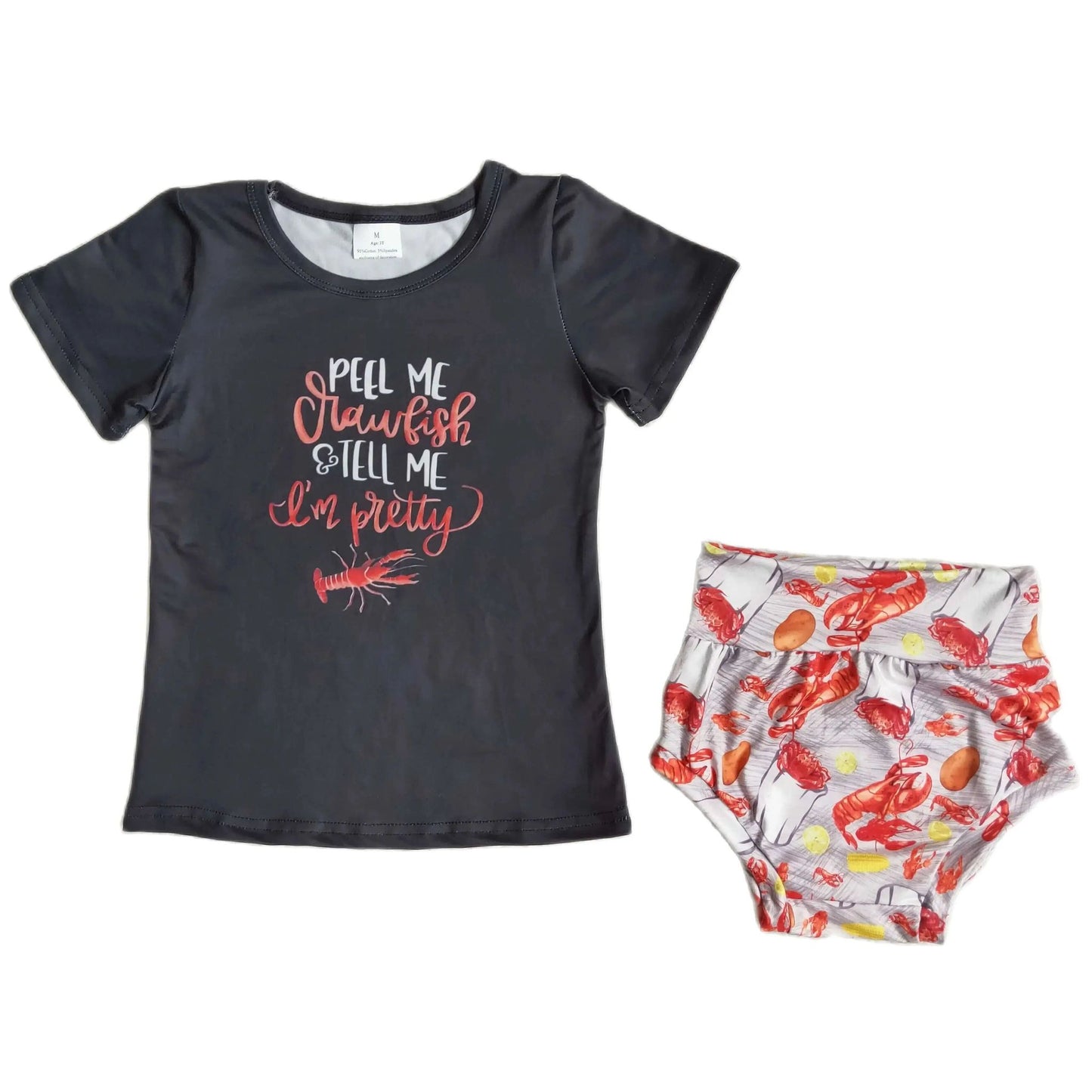 SALE - Peel Me Crawfish Outfit Whimsical Baby Bummies - Kids