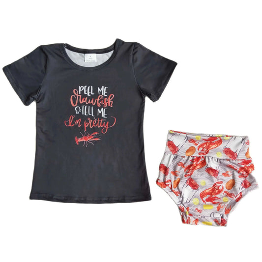 SALE - Peel Me Crawfish Outfit Whimsical Baby Bummies - Kids