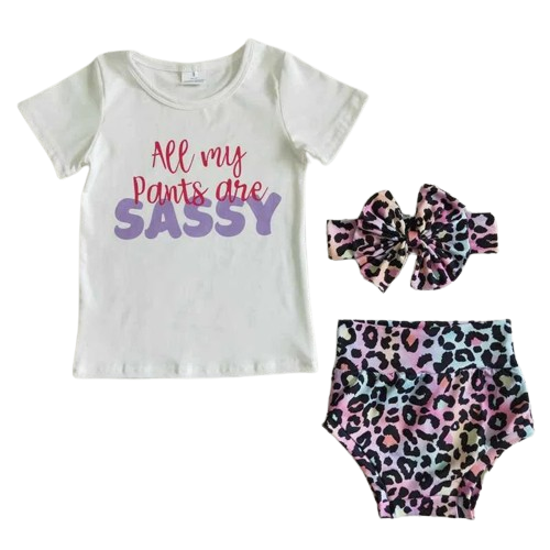Summer  Sassy Leopard Print Set Outfit Southwest Baby Bummies - Kids Clothes
