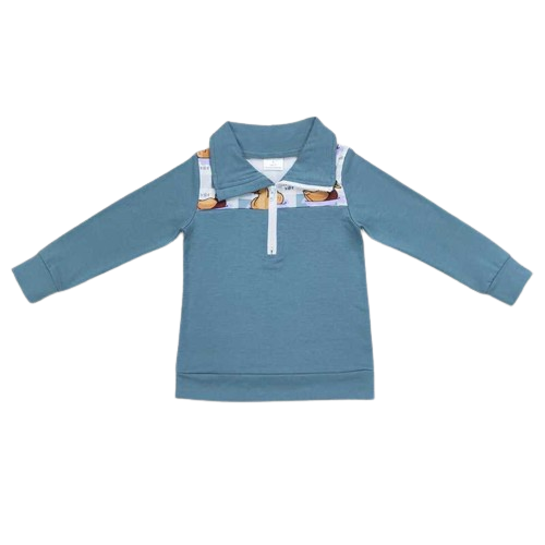 DUCKS-SQUARES Toddler - Boys Long Sleeve Quarter Zip Shirt