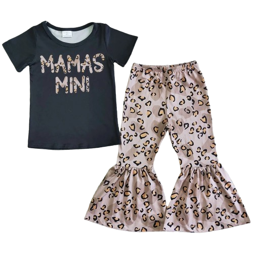 Mama's Mini Leopard -Western Bell Bottoms Outfit Kids Summer