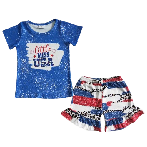 Little Miss USA 4th of July Summer Shorts Set - Kids Clothes