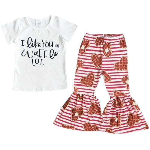 A Waffle Lot Hearts - Western Bell Bottom Outfit Kids Girls