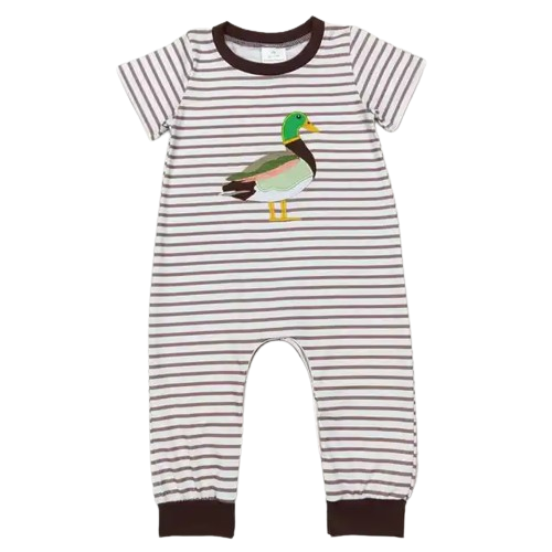 Summer Western Baby Romper Peaceful Ducks Striped Romper - Baby Clothes